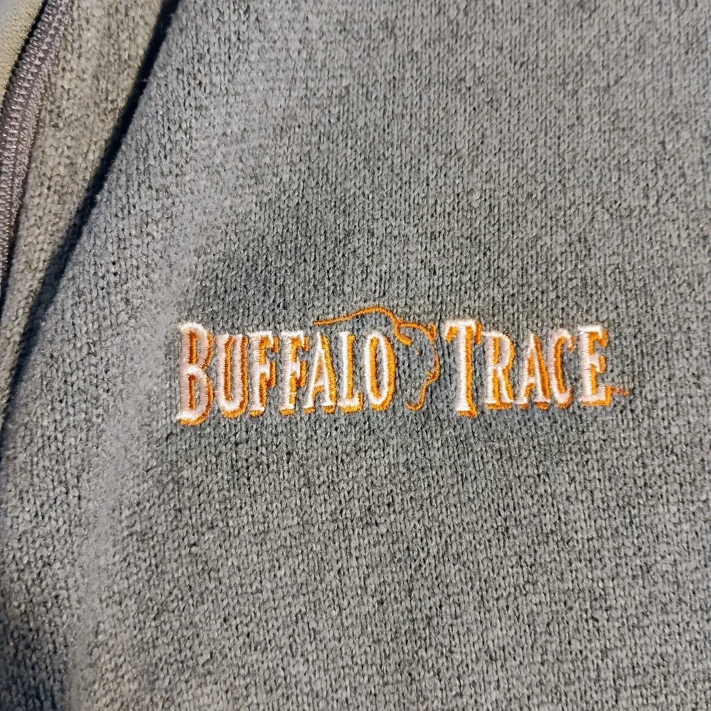 Buffalo Trace Distillery Bourbon Whiskey Full Zip Gray Fleece Jacket Mens L